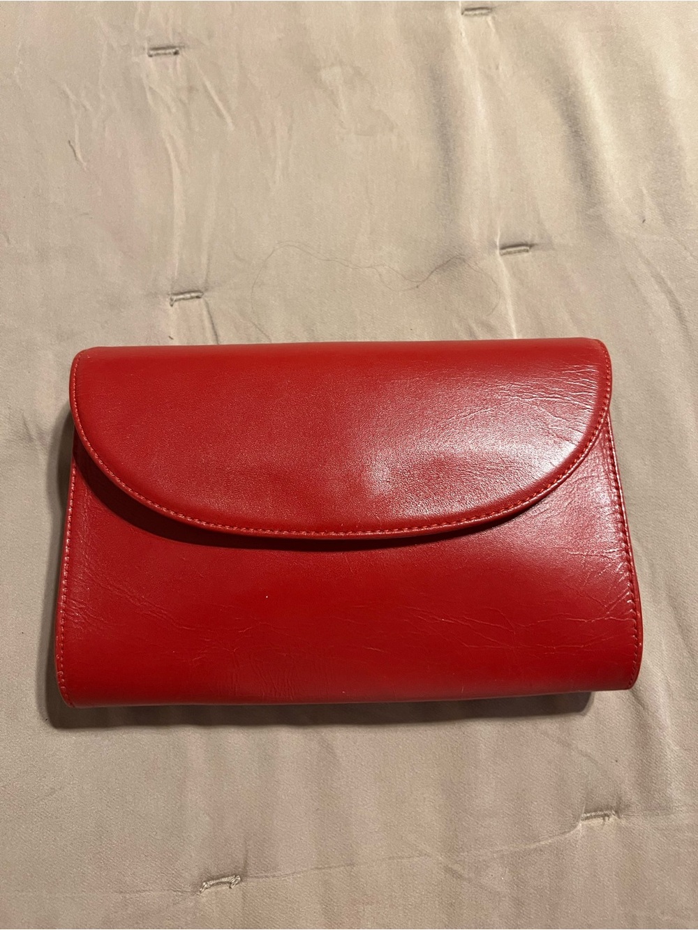 Red Leather Vintage Koret Envelope Clutch - Women's Evening Bag